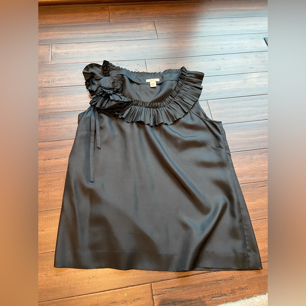 $15 J Crew silk top, black.
